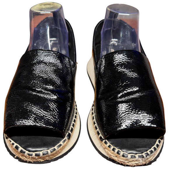 DKNY Orza Women's 9 Black Patent Platform Espadrille Sandals Slip-On Open Toe - Picture 8 of 13